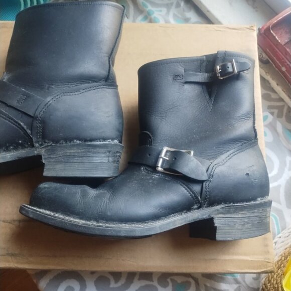 Frye Engineer Moto Boots Sz 9.5 Black short 8r - Picture 6 of 9
